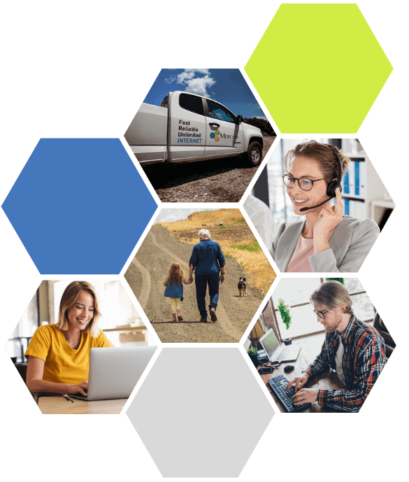 Header-hexagons-2025 People using Mercury Broadband services